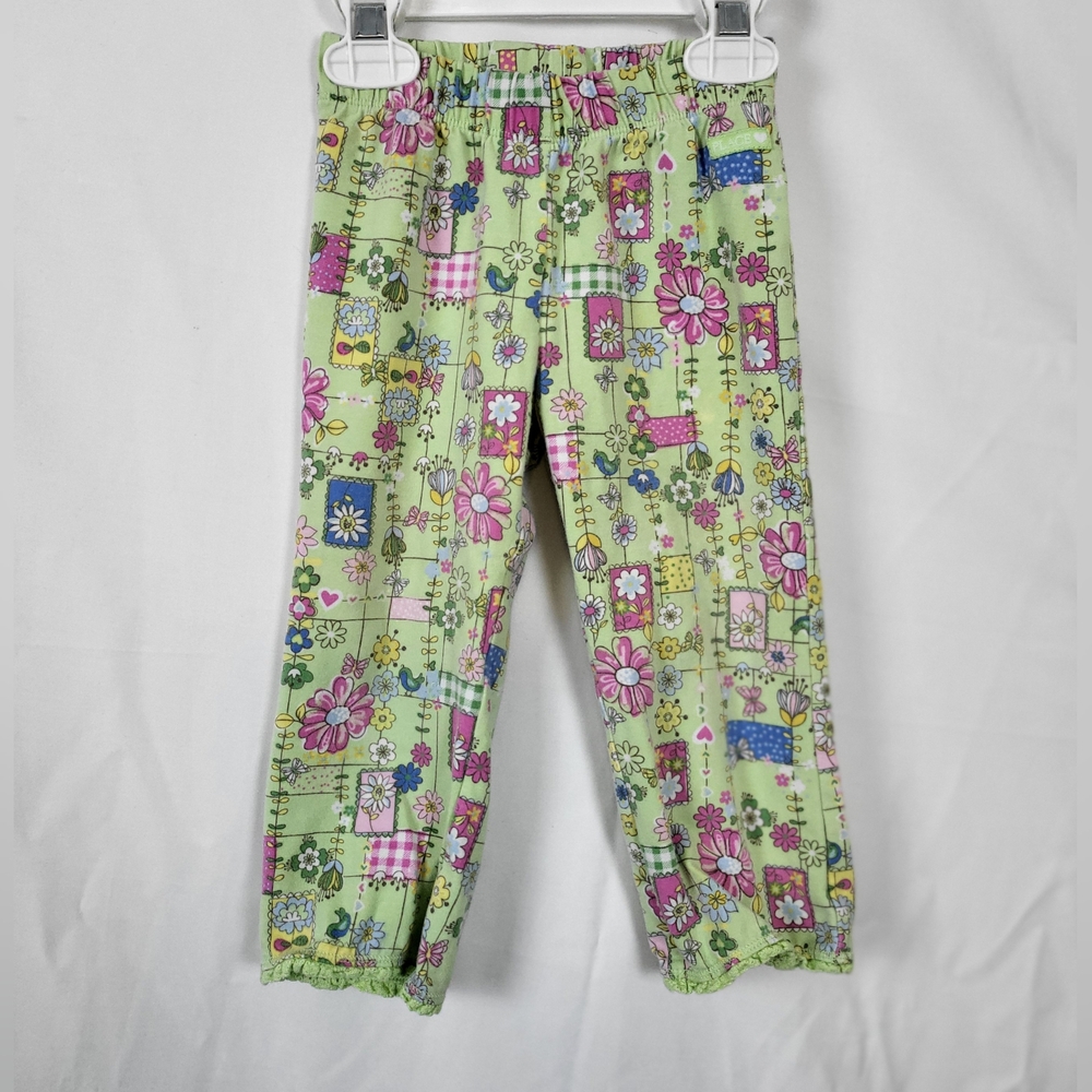 Childrens Place Girls Green Pink Flower Garden Leggings Boho Pants 24 Mo Vintage